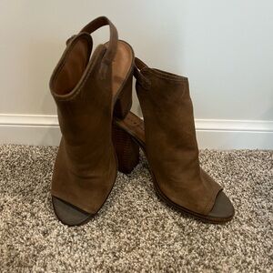 Lucky Brand Brown Open-Toe Heeled Boots